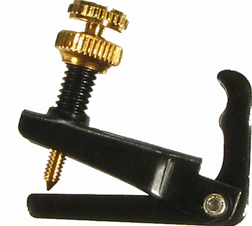 Wittner. Black w/ gold screw adjuster for gut or artificial gut strings. Wide slot. 1/2-1/4.