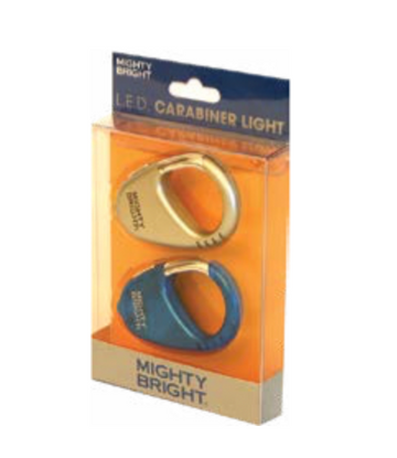 Mighty Bright Blue and silver Micro-Light Carabiner 2-Pack